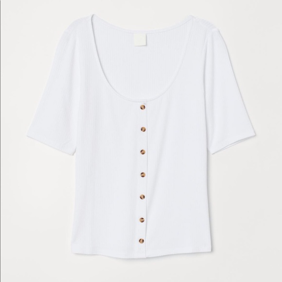 H&M Ribbed White Blouse - Picture 1 of 7